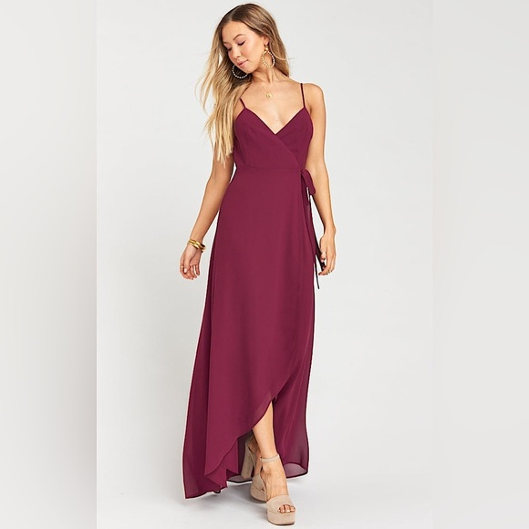 Show Me Your MuMu Dresses & Skirts - Show Me Your Mumu Mariah Wrap Dress Merlot Chiffon Women’s Large